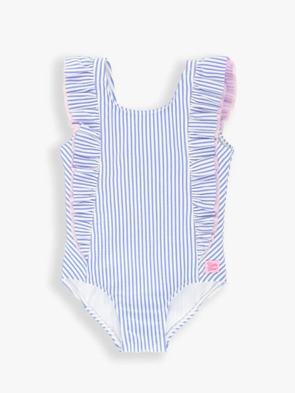 Seersucker Waterfall One Piece Swimsuit Size 8 ~ Ruffle Butts
